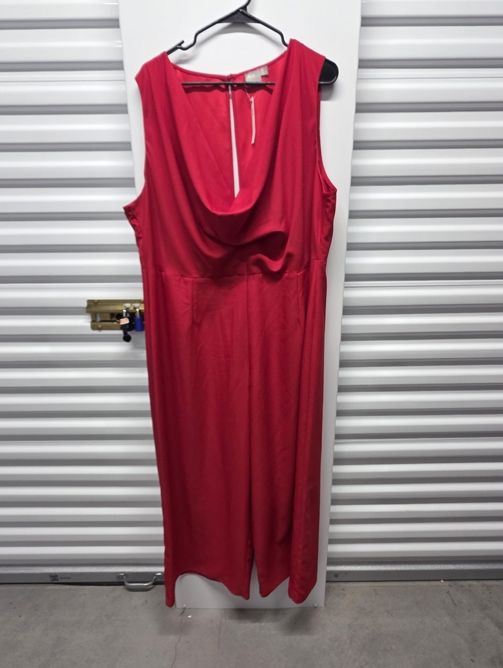 ASOS Sleeveless Cowl Neck Red Jumpsuit Wide Leg Zipper closure Chic